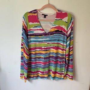 Cyrus Polyester Knit Rainbow Colored Sweater Size XXL